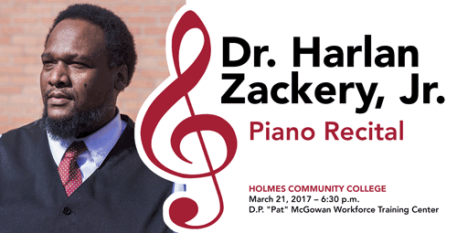Dr. Harlan Zackery, Jr., will present a piano recital March 21 at 6:30 p.m. in the D.P.