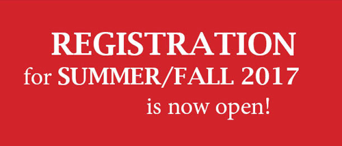 Registration for summer and fall classes 2017 begins April 3 for all campuses.