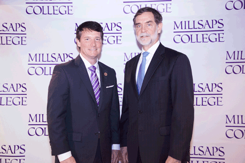 Holmes President Dr. Jim Haffey is pictured with Millsaps College President Dr. Robert Pearigen following the articulation agreement signing.