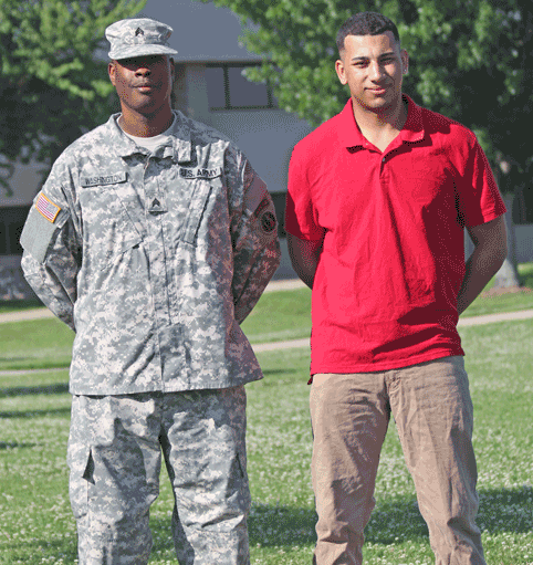 Pictured are (left to right) Sgt. Eddie Washington, Holmes Magnolia GOLD program instructor, and Brian Flaherty of Flowood, a freshman secondary education major on the Ridgeland Campus who is part of Magnolia GOLD. Flaherty is also a cadet in the U.S. Army Reserve.
