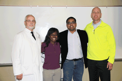 IN THIS PHOTO: (left to right) Joe David White, Natural Sciences Department Chair; Ashley Weaver; Dr. Santosh Parakkal, engineering, physics, and physical science instructor, and Dr. Troy Milliken, chemistry instructor.