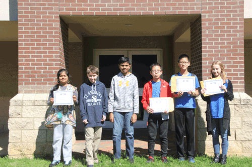 Winners of the Annual Mississippi Council of Teachers of Mathematics (MCTM) District Junior High Math Competition, held at Holmes Community College, were (left to right) Shreenithi Lakshminarayanan from Germantown Middle, second place for eighth grade; John McElroy from Saint Andrews, third place for eighth grade; Dhanush Kondabathini from Germantown Middle, third place for seventh grade; Kenny Suzuki from Madison Middle, second place for seventh grade; Leo Mei from Madison Middle, first place for seventh grade and Sarah LeRoux from Madison Middle, first place for eighth grade.