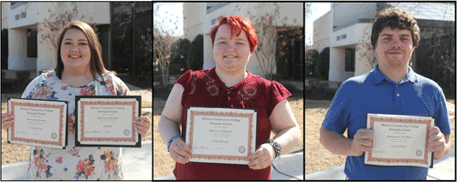 Pictured are the Grenada Campus Literary Contest winners. They are (left to right) Madison Brewer, Emily