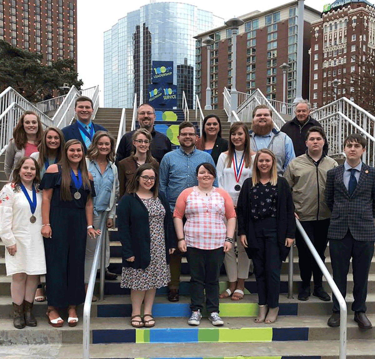 Pictured are all the Holmes Phi Theta Kappa members and advisors who attended Nationals. They are (front, left to right) Mackenzie Danaher, Sarah Donahoo, Emma Kate Gibson, Emily