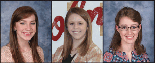 Pictured are Holmes Phi Theta Kappa members (left to right) Ashlee Bennett, Johnna Davis and Hallie Westbrook. All three young ladies were chosen for the new Get2College scholarship intern program.