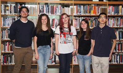 Pictured are the Ridgeland Campus Creative Writing Contest winners. They are (left to right) William Sutherland, Devin Ammons, Samantha Endsley, Hailey Pittman and Satoshi Maehata. Not pictured: Kamilah Brown and Rachel Hairston.
