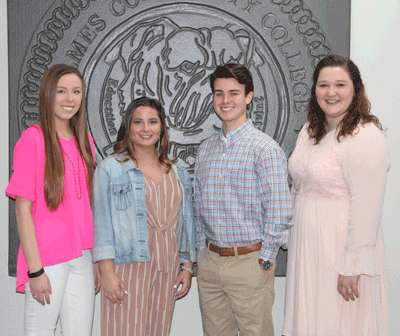 Pictured are the 2019 Grenada Campus Hall of Fame inductees. They are (left to right) Courtney Dees, Macie Craddock, Bradford James and Kendall Preston.