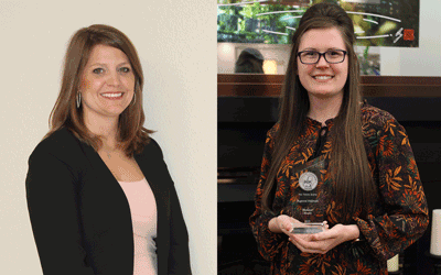 Pictured are Lisa Anglin and Bethany Miller, both of whom received the Phi Theta Kappa Horizon Advisor Award.