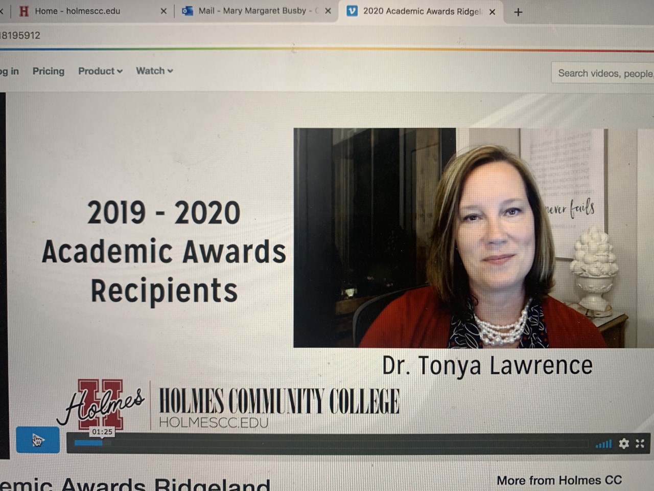 Ridgeland Campus Academic Dean Dr. Tonya Lawrence welcomes everyone to the 2020 Virtual Honors Program.