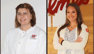 Pictured are Erin Bell of Ethel and Rebecca Lauren Donald of Canton, both of whom received scholarships from the Foundation for Surgical Technology. Bell graduated from the Grenada Campus and Donald from the Ridgeland Campus.
