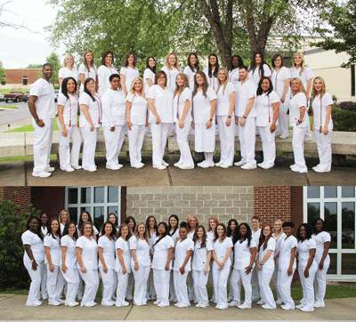 (top) Pictured are the 2019 Grenada Campus ADN graduates prior to their Pinning Ceremony. They are (front row, left to right) Kelvin Lamar, Ashley Wilson, Traci Wilcox, Madzimoyo Owusu, Hope Clark, Vickey Lucius, Chellsee Perry, Amber Hughes, Jacquelyn Brooks, James Pilgreen, Jerrice Mays, Chasity Boykin, Andrea Pike, (back row, left to right) Ivy Watson, Lauren Yarbrough, Amber Simpson, Breanne Picetti, Shirley Thornton, Jesse Rodgers, Taylor Hansen, Maridee Higginbotham, Shatoris Holmes, Meg Grissinger, Danielle Long and Hannah Moore.
(bottom) Pictured are the 2019 Ridgeland Campus ADN graduates prior to their Pinning Ceremony. They are (front row, left to right) Brittany Jones, Kristen Lee, Kelsey Oswalt, Ashley Nicole Ashley, Alexis Topik, Stephanie Paul, Katherine Middleton, Soma Dhar, Crystal Anderson, Madalyn Morris, Kaylee Butts, Veronica Rivers, Tori Sprowles, Gabriel Bridgeman, Crystel Sayles, (back row, left to right) Natasha Hudson, Emily Baldwin, Brooke Boteler, Kaitlyn Westcott, Shelby Smith, Madison Clausel, Kelsey Smith, Aqila Moses, Jessica Knott, Rebecca Dickard, Sam Jones, Alice Shelton and Aliesha Hudson.