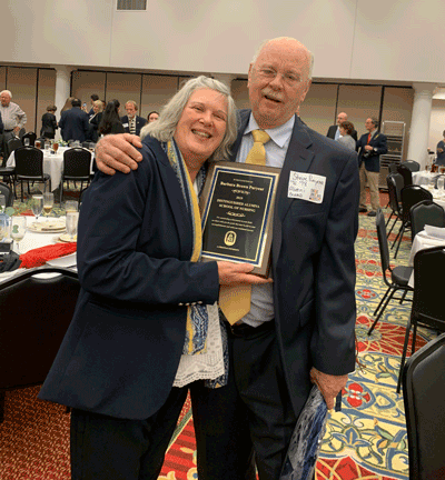 Pictured is Holmes Community College Associate Degree Nursing (ADN) instructor Barbara Puryear with her husband Steve Puryear after being recognized as Mississippi College’s 2019 School of Nursing Alumna of the Year during a dinner on MC’s campus on Friday, Oct. 25.