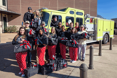 Pictured are members of SkillsUSA with a few members of the Ridgeland Fire Department.